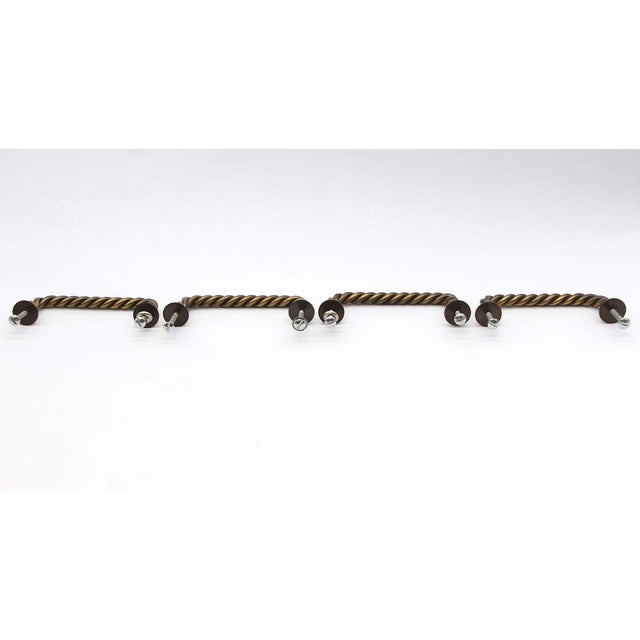 Metal Set of 4 Vintage Lacquered Brass Braided Bridge Drawer Pulls For Sale - Image 7 of 7