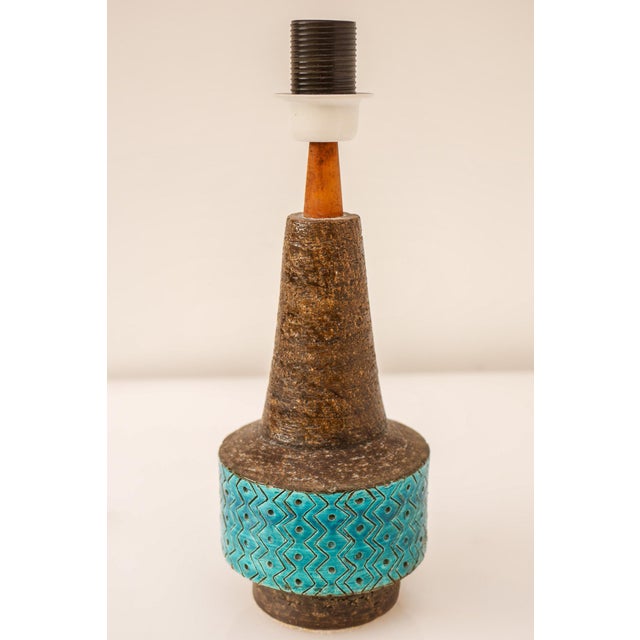 Ceramic Bitossi Pottery Lamp in Rimini Blue Ceramic by Aldo Londi, Italy, 1970s For Sale - Image 7 of 18