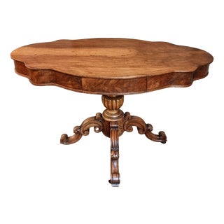 Antique French Walnut Violin Table / Centre Table with Drawer, C. 18801900, 1890s For Sale