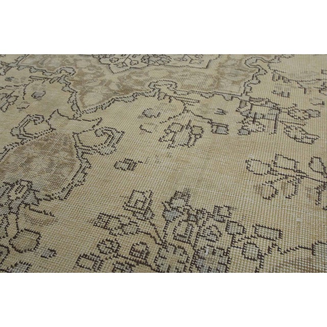 1980s Tabriz Rug 6’5” X 9’4” Beige Wool Vintage Distressed Hand-Knotted Carpet For Sale - Image 5 of 15