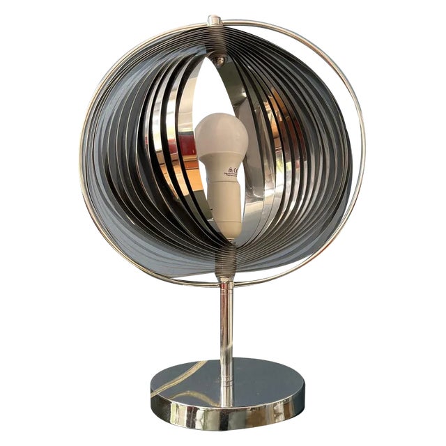 Silver Metal Trumpet Uplighter Cup Table Lamp For Sale