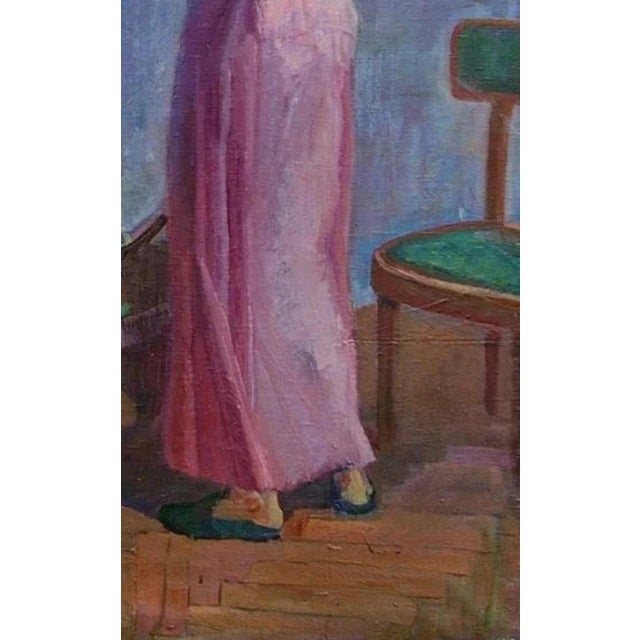 Ukrainian Artist Oil Painting: Girl Before Mirror, Socialist Realism, 1992 127-85 For Sale - Image 6 of 6