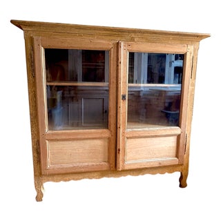 Antique Stripped Pine Glazed Bar Cabinet, 1800s For Sale