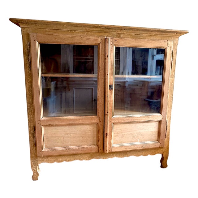 Antique Stripped Pine Glazed Bar Cabinet, 1800s For Sale
