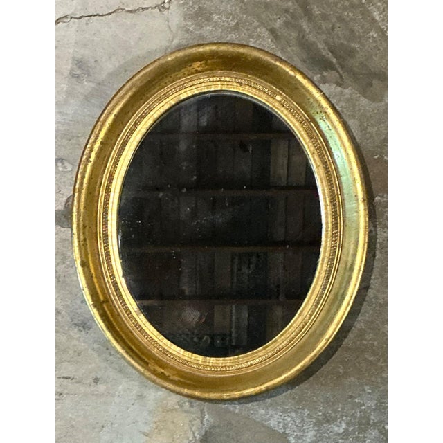 Vintage Gilt Oval Wall Mirror For Sale - Image 9 of 12