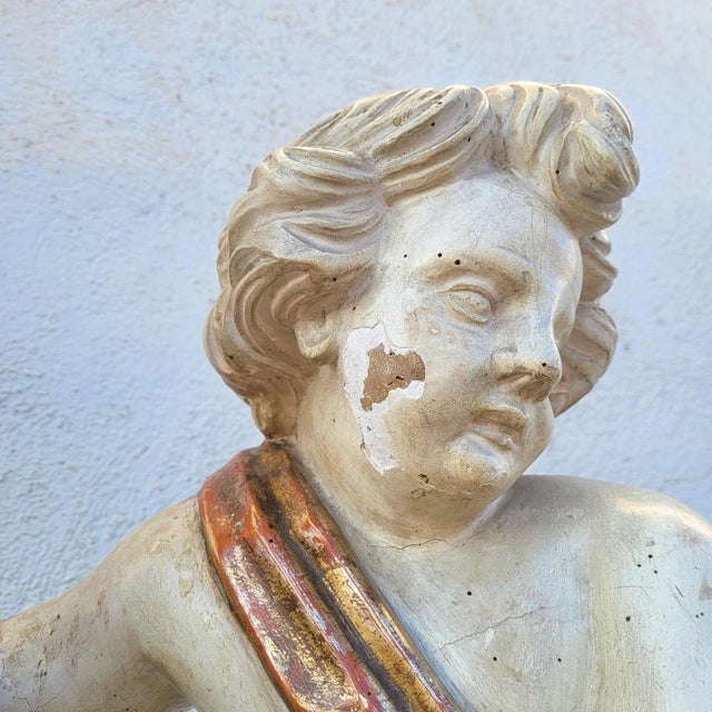 Wood Putto Torch Holder in Lacquered and Gilded Wood, Italy, Late 17th-Early 18th Century For Sale - Image 7 of 18