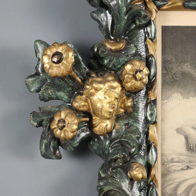 Small Antique Baroque Carved Gilded Wood Frame, Italy, 18th Century For Sale - Image 4 of 11