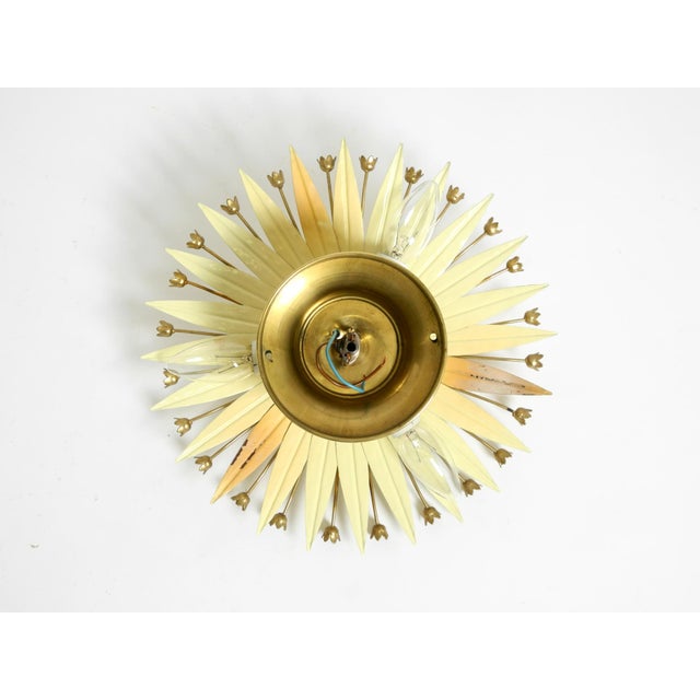 Small Vintage Brass and Metal Sunburst Ceiling Lamp, 1950s For Sale - Image 15 of 18
