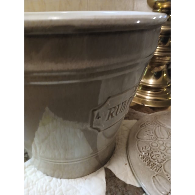 Rustic European Vintage German Majolica Rumtopf Rum Pot 1960s Ceramic Pot With Lid and Handle For Sale - Image 3 of 7