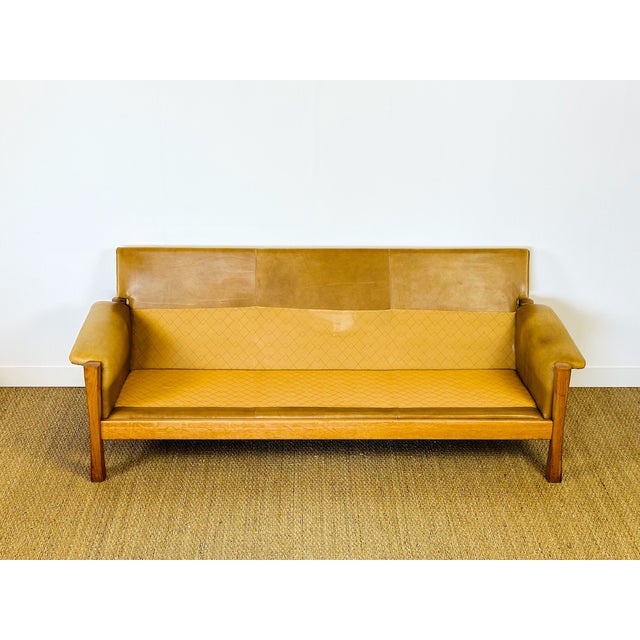 Scandinavian Living Room Set in Leather and Oak in the style of Pierre Chapo, 1960s, Set of 3 For Sale - Image 11 of 18