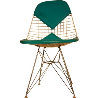 Eames Wire Chair with Teal Bikini Pad For Sale