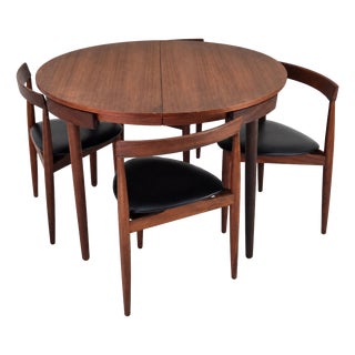 Round Extendable Dining Table and Chairs in Teak by Hans Olsen for Frem Røjle, Denmark, 1960s, Set of 5 For Sale