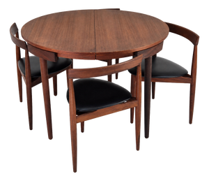 Round Extendable Dining Table and Chairs in Teak by Hans Olsen for Frem Røjle, Denmark, 1960s, Set of 5
