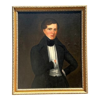 Vintage Framed Classical Gentleman Portrait For Sale