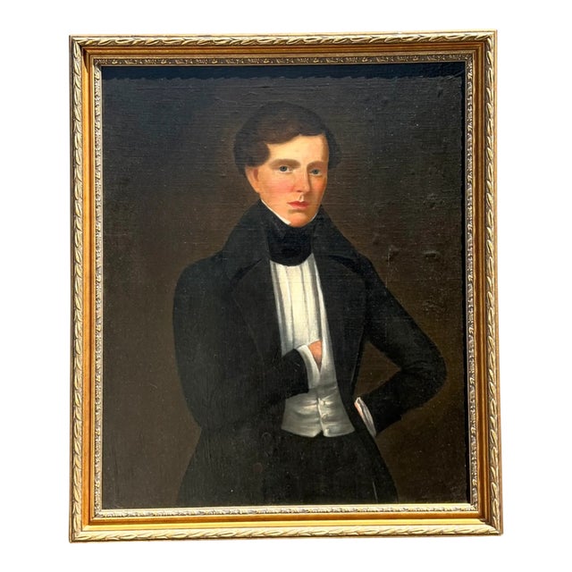 Vintage Framed Classical Gentleman Portrait For Sale