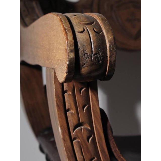 Renaissance Revival Oak Dante Chair, Sweden, 1850s For Sale - Image 6 of 11