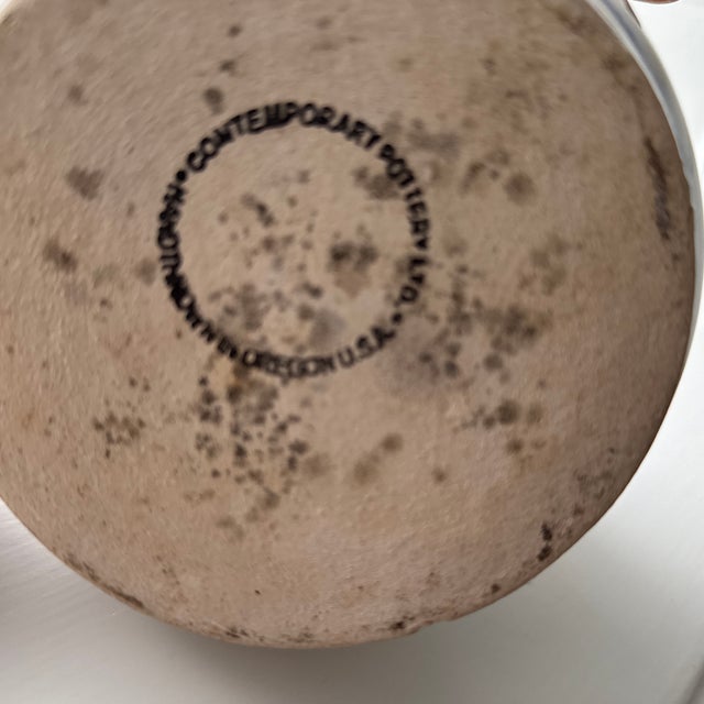 Yellow Mid 20th Century Hand Painted Ceramic Pitcher For Sale - Image 8 of 8