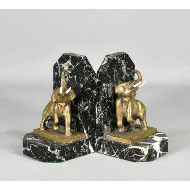 Stone Art Deco French Bookends in Bronze from H. Fady, 1930s, Set of 2 For Sale - Image 7 of 14