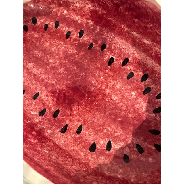 Late 20th Century Vintage Ceramic Oval Watermelon Serving Bowl With Handle For Sale - Image 5 of 9