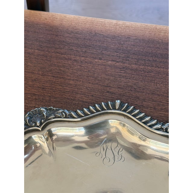 14” round sterling silver platter. Maker's mark is understood to be for the Lord Robert (often listed as Lord Roberts)...