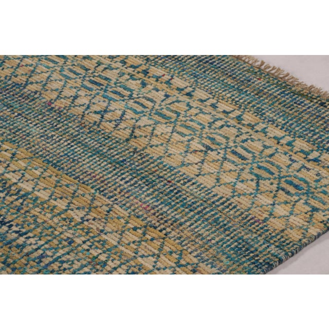 Contemporary Rug & Kilim's Modern Rug in Indigo and Camel Bands With Geometric Motifs For Sale - Image 3 of 8