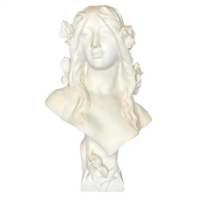 Late 19th Century French Art Nouveau Period Marble Bust of Female Beauty For Sale - Image 10 of 10