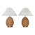 A pear shaped lamp in the style of Gabriella Crespi, c.1970s. Each lamp is clad in pencil reed, with a brushed brass base,...