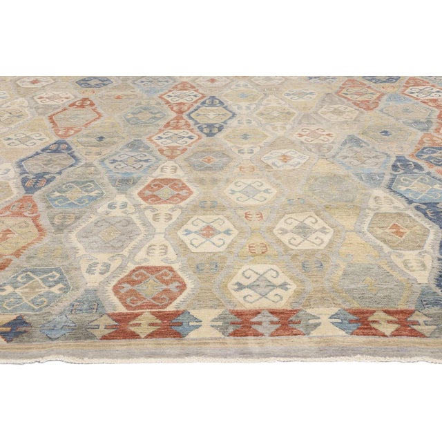 Vintage Modern Tribal Oushak Rug - 09'11 X 12'11 For Sale - Image 4 of 9