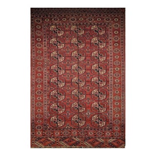 Vintage Turkmen Tekke Area Rug, Wool Pile, Geometric Medallion For Sale