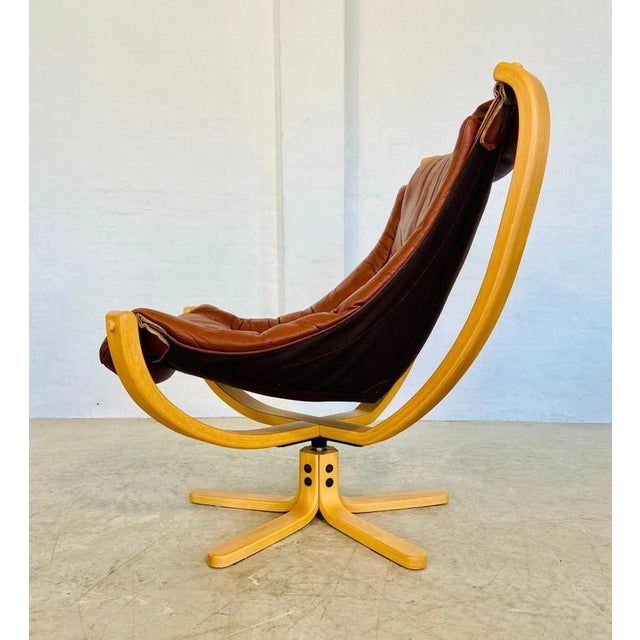 Vintage Danish Svend Skipper Swivel Lounge Chair in Cognac Leather, 1970s For Sale - Image 15 of 18