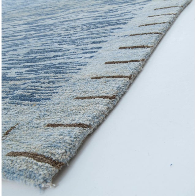 Blue Modern Swedish Design Blue Handmade Wool Pile Rug by Doris Leslie Blau For Sale - Image 8 of 8