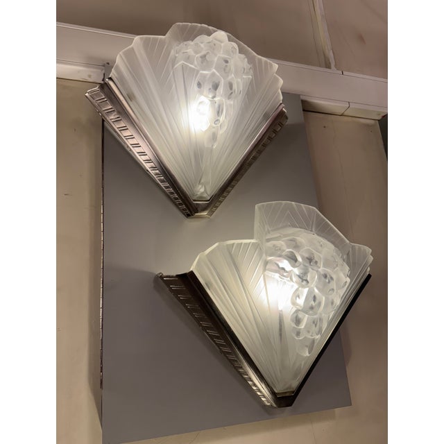 Art Deco Wall Sconces in Nickel-Plated Bronze from Petitot, 1930, Set of 2 For Sale - Image 11 of 18