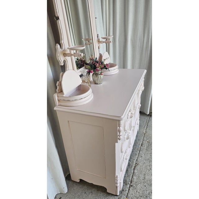 Victorian Pink Dresser With Mirror, Circa 1920's For Sale - Image 9 of 14