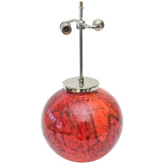 Vintage Art Deco WMF Glass and Chrome Sphere Sculptural Table or Side Lamp Red, Black, Orange For Sale