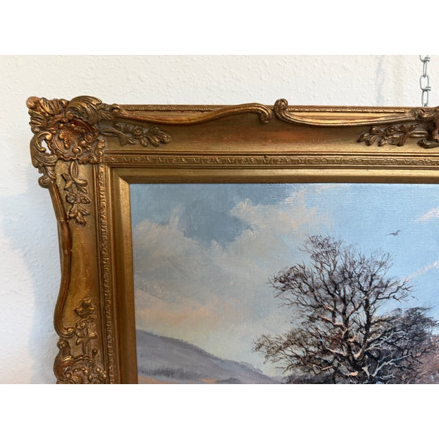 Late 20th Century Don Vaughan (British 1916-2005) “Winter Walk” VTG Oil Painting Winter Landscape For Sale In Jacksonville, FL - Image 6 of 12