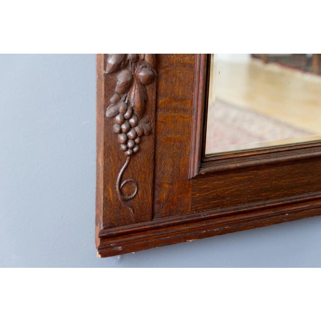 Antique Carved Oak Framed Mirror with Painting, 1920s For Sale - Image 14 of 18