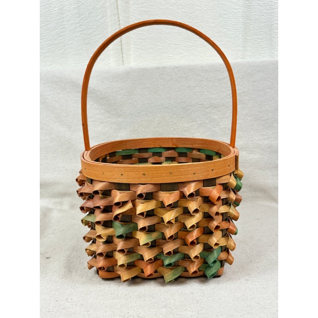 Champagne Handwoven Porcupine Curl Basket For Sale - Image 8 of 8