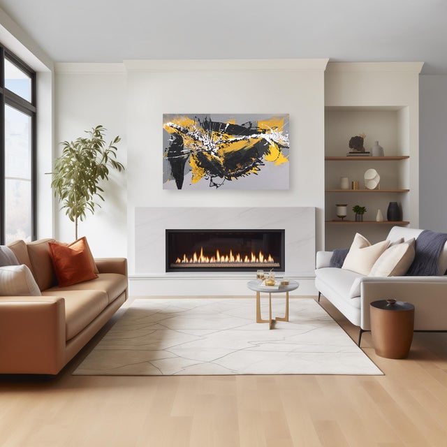 Yellow Abundance - Textural Abstract Expressionist Yellow Black Grey Painting Original Artwork by Gail Titus For Sale - Image 8 of 9