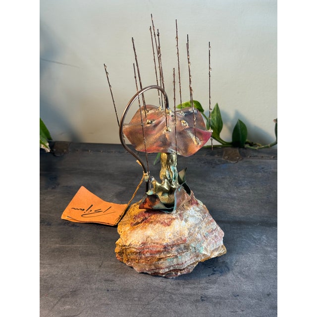 1970s Vintage MCM Bijan Mixed Metal Brutalist Tabletop Sculpture - "Thumbelina's Hideaway" S-235 With Original Coa 1970s For Sale - Image 5 of 12