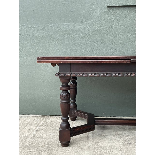 Vintage Carved Wood Extension Dining Table For Sale - Image 9 of 12