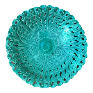 Neiman Marcus Teal Woven Ceramic Charger, Made in Italy For Sale