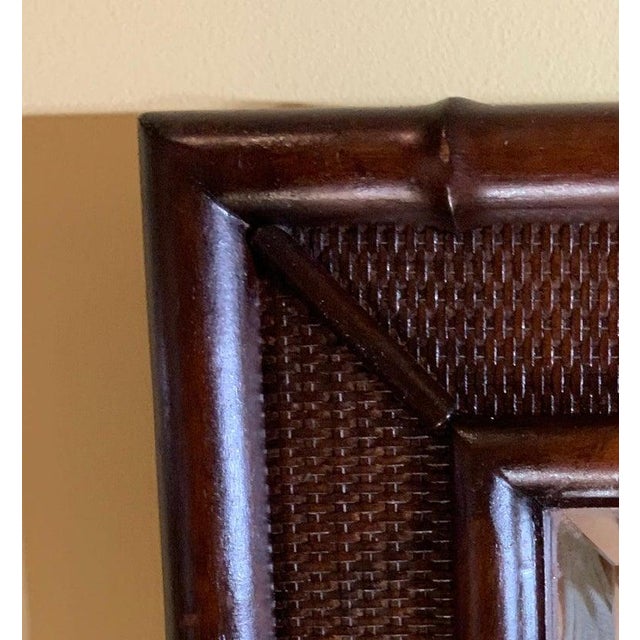 Mid-Century Modern Touch of Island Charm: Carved Solid Wood Bamboo-Style Wall Mirror For Sale - Image 3 of 12