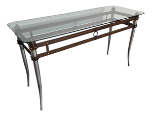 Console Table with Glass Top, 1980s