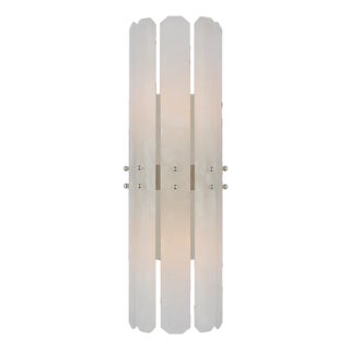 AERIN for Visual Comfort Signature Bonnington Tall Sconce in Polished Nickel with Alabaster For Sale