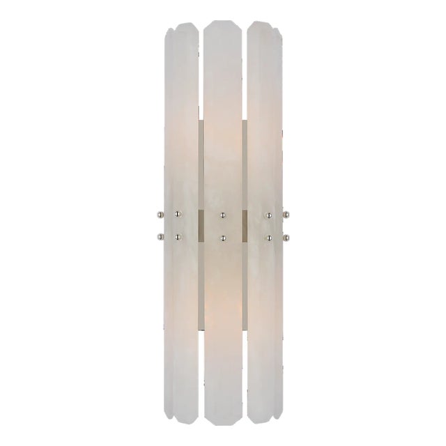 AERIN for Visual Comfort Signature Bonnington Tall Sconce in Polished Nickel with Alabaster For Sale
