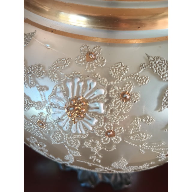 Vintage Hollywood Regency/Neo-Classical Iridescent Glass and Brass Table Lamp For Sale In Chicago - Image 6 of 18