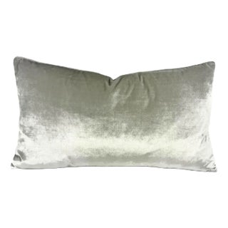 Heather Shiny Velvet Lumbar Pillow Cover - Glimmer Light Grey Velvet Cushion Case For Sale