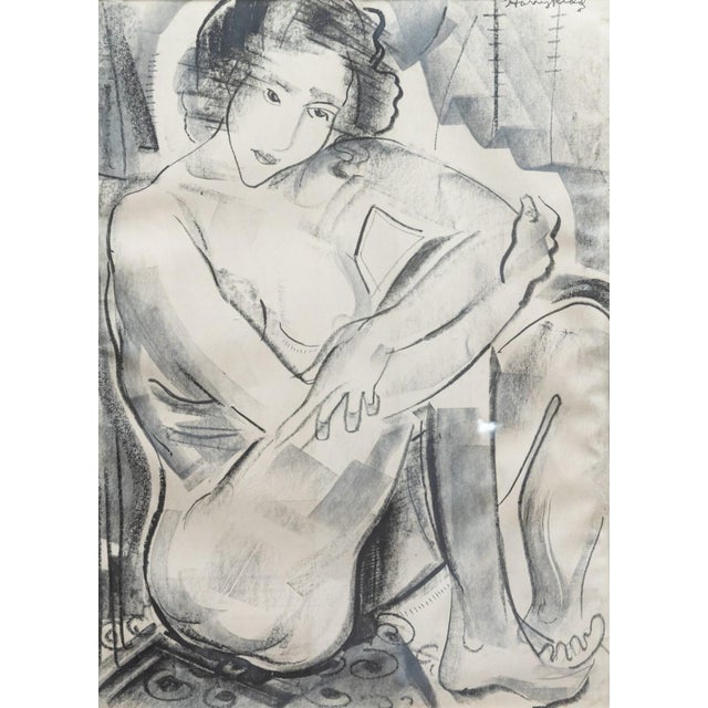 Late 20th Century Modernist Figurative Female Nude Pencil and Charcoal Drawing on Paper Signed For Sale - Image 5 of 7