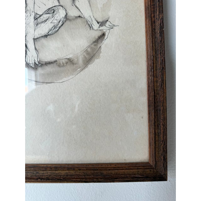 Marcel Julien Baron (France, 1872-1956) Sitting Nude Woman, Ink Drawing, Framed For Sale - Image 9 of 10