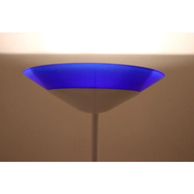 Metal Mid-Century Modern Floor Lamp With Murano Blue Glass Shade For Sale - Image 7 of 12